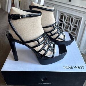 Nine West Women's Kelinda Heeled/platform Sandal 10M Black BNIB